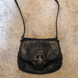 Small black leather coach crossbody